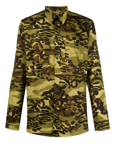 Givenchy Camouflage Print Shirt In Green