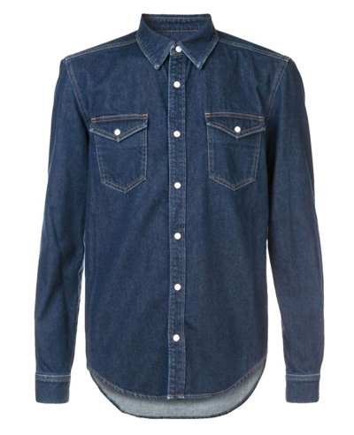 Givenchy Logo Denim Shirt In Blue