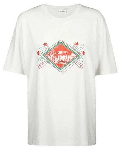 Saint Laurent Cotton Logo T-shirt In Gray