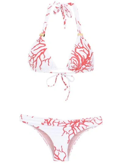 Brigitte Coral Bikini Set In White