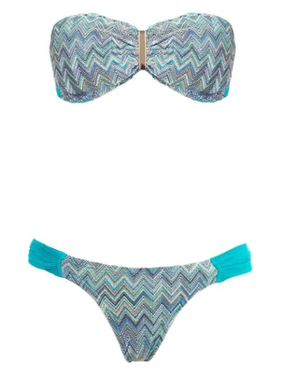 Brigitte Knit Bandeau Bikini Set In Blue
