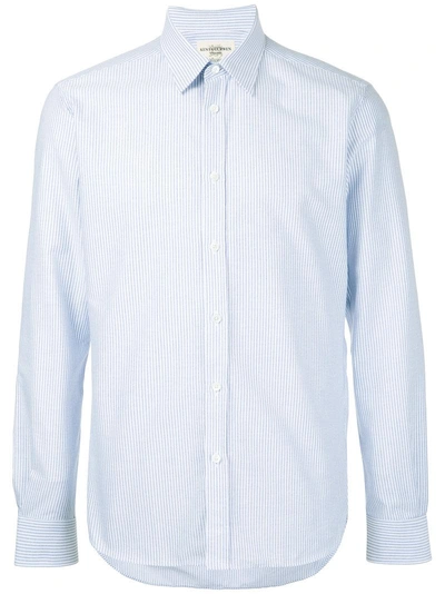 Kent & Curwen Striped Curved Hem Shirt In Blue