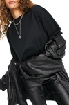 Topshop Oversize Cotton T-shirt In Black