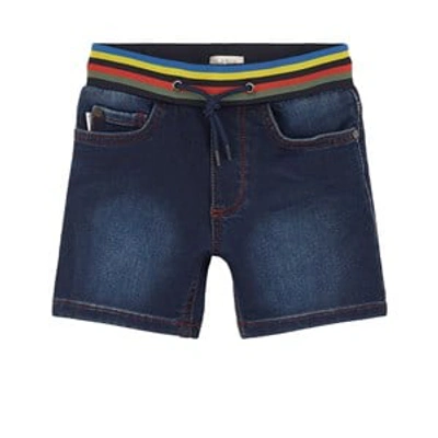 Paul Smith Junior Kids' Striped-waistband Denim Shorts In Blue