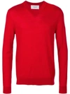 Pringle Of Scotland V-neck Merino Wool Jumper In Red