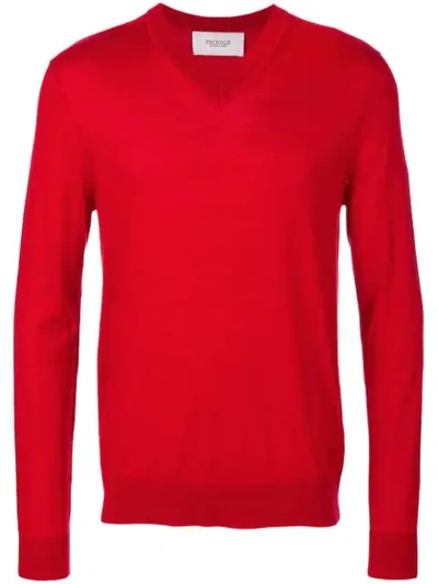 Pringle Of Scotland V-neck Merino Wool Jumper In Red