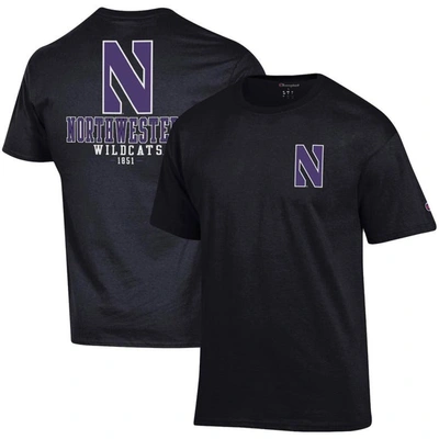 Champion Black Northwestern Wildcats Stack 2-hit T-shirt