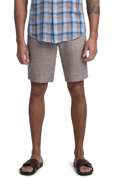 Bugatchi Drawstring Linen Shorts In Caramel