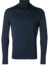 John Smedley Roll Neck Jumper In Blue