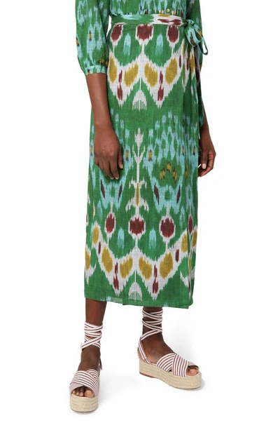 Erdem Hermia Ikat Print Cotton & Linen Wrap Skirt In Multi