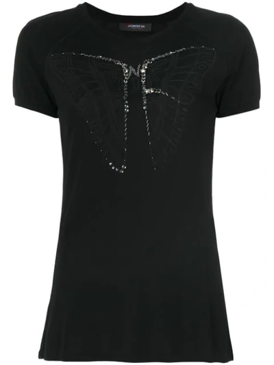 Jo No Fui Embellished Butterfly T-shirt In Black