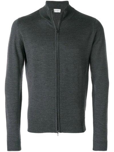 John Smedley High Neck Zipped Cardigan In Grey