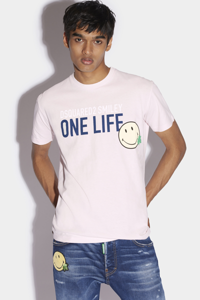 Dsquared2 Smiley Recycled Cotton Jersey T-shirt In Pink