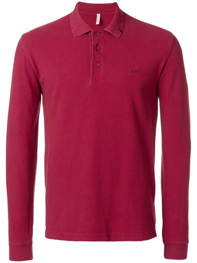 Sun 68 Fitted Polo Sweatshirt In Red