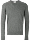 Ballantyne V-neck Jumper In Grey