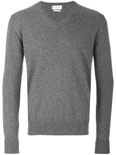 Ballantyne V-neck Jumper In Grey