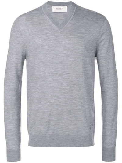 Pringle Of Scotland Knitted V-neck Sweater In Grey