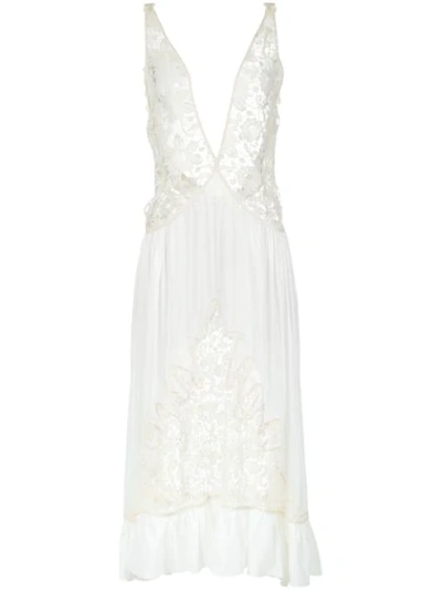 Martha Medeiros Lace Midi Gown In White