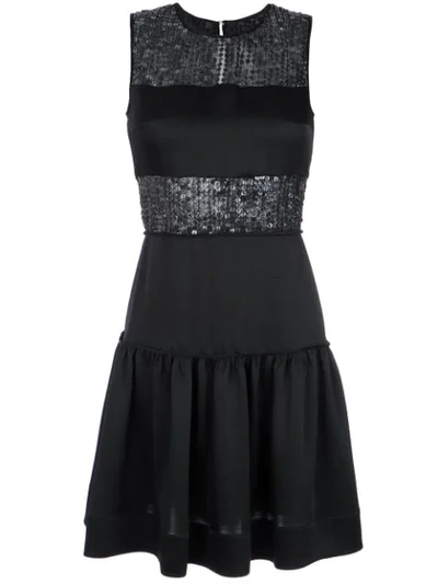 Gloria Coelho Sequin Panelled Dress In Black