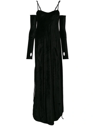 Andrea Ya'aqov Velvet Glove Detail Dress - Black