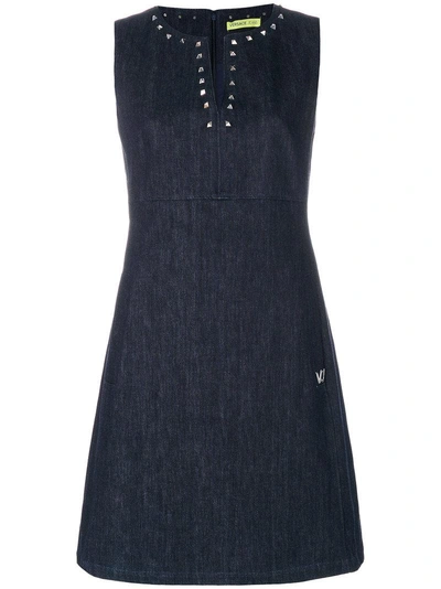 Versace Jeans Studded Collar Dress - Blue