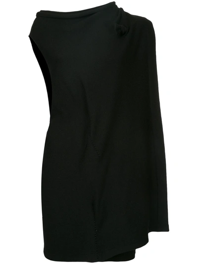 Pre-owned Yohji Yamamoto Vintage Asymmetric Layered Dress In Black