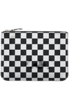 Comme Des Garçons Check Calf Leather Clutch Bag In Metallic