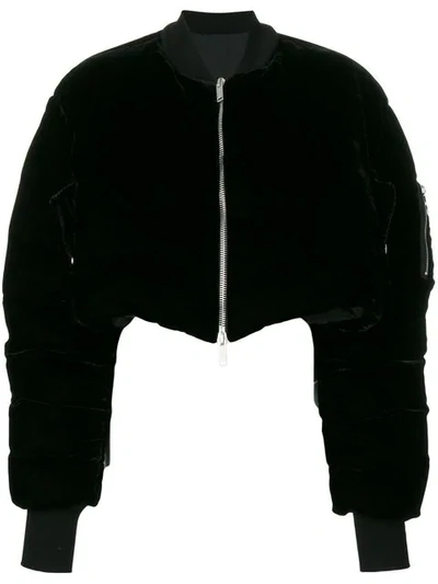 Ben Taverniti Unravel Project Cropped Bomber Jacket In 1000 Black No Color