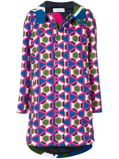 Pardens Geometric Print Hooded Parka In Multicolour