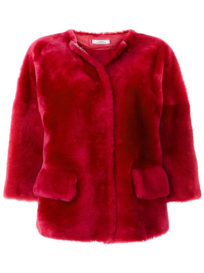Desa Fur Cropped Sleeve Jacket In Pink
