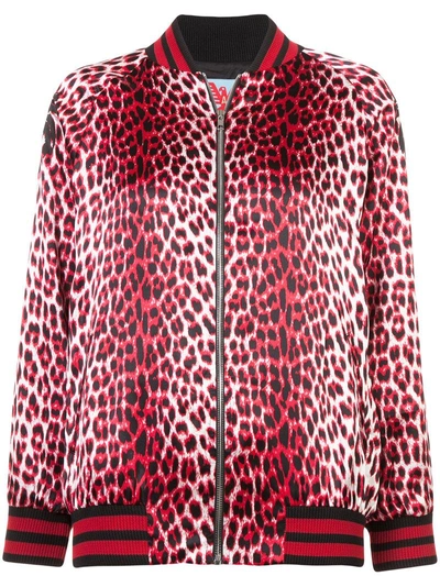 Adaptation Leopard Print Bomber Jacket In Red