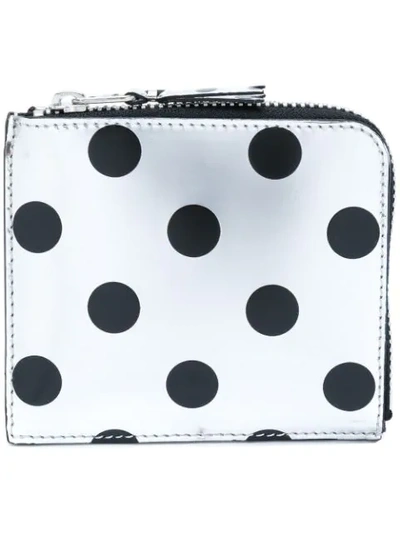 Comme Des Garçons Polka-dot Metallic Leather Wallet In Metallic