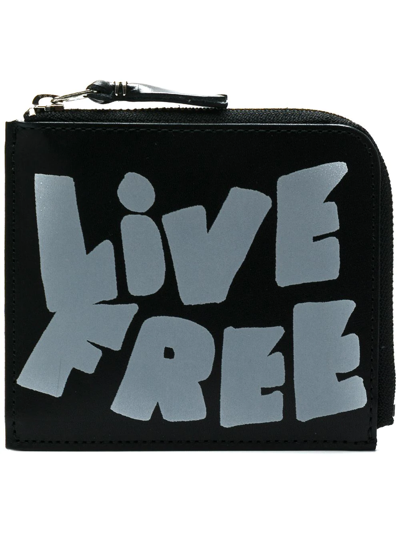 Comme Des Garçons Live Free Zip Wallet In Black