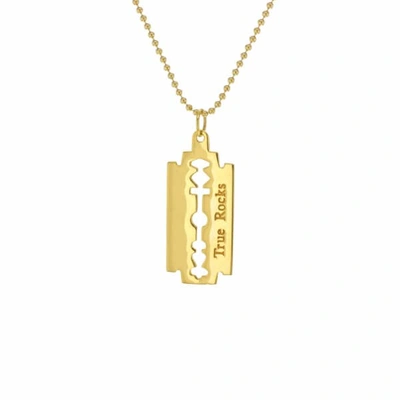 True Rocks 18 Carat Gold Plated Razor Blade Pendant