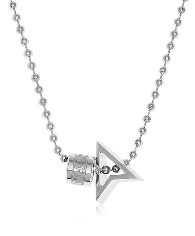 Northskull Silver North Pendant W- Logo Wheel & Ball Necklace