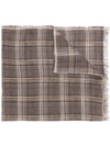 Fashion Clinic Timeless Check-print Linen Scarf In Brown