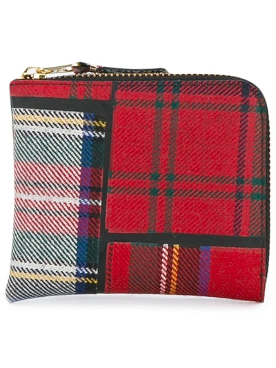 Comme Des Garçons Red Tartan Wallet In Red