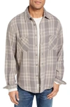 Schott Plaid Flannel Shirt In Grey