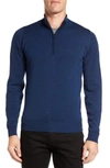 John Smedley 'tapton' Quarter Zip Merino Wool Sweater In Indigo