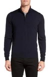 John Smedley 'tapton' Quarter Zip Merino Wool Sweater In Midnight