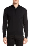 John Smedley 'tapton' Quarter Zip Merino Wool Sweater In Black