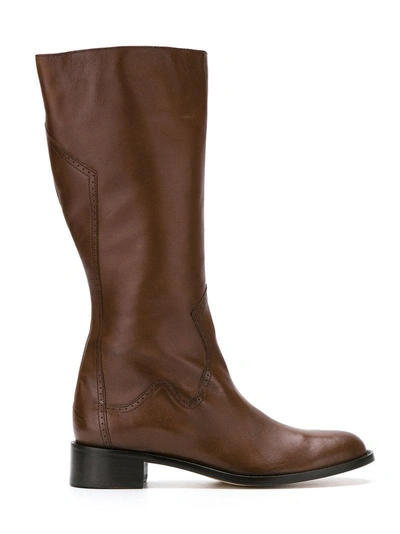 Sarah Chofakian Leather Boots In Brown