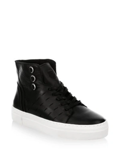 K-swiss Modern Leather High Top Sneakers In Black Off White