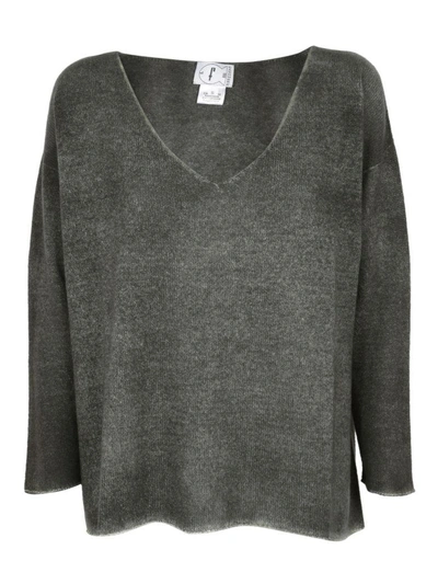 F Cashmere V-neck Sweater In Military