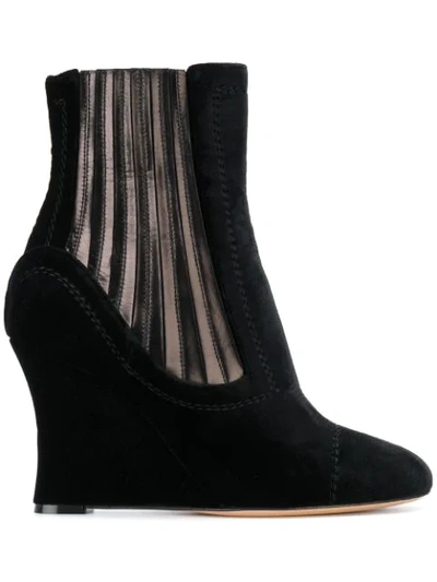 Alchimia Di Ballin Metallic Panelled Wedge Ankle Boots In Black