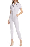 Good American Fit For Success Stretch Cotton Twill Jumpsuit In Lilac Mist001
