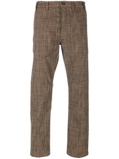 Fortela Checked Tailored Pants In Brown
