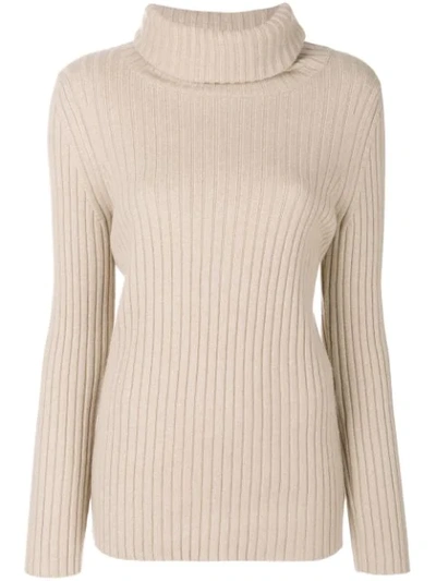 Lamberto Losani Ribbed Roll-neck Jumper In Neutrals