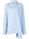 Rokh Double Button Placket Striped Shirt In Blue