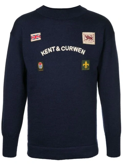 Kent & Curwen Badge Patch Jumper In Blue